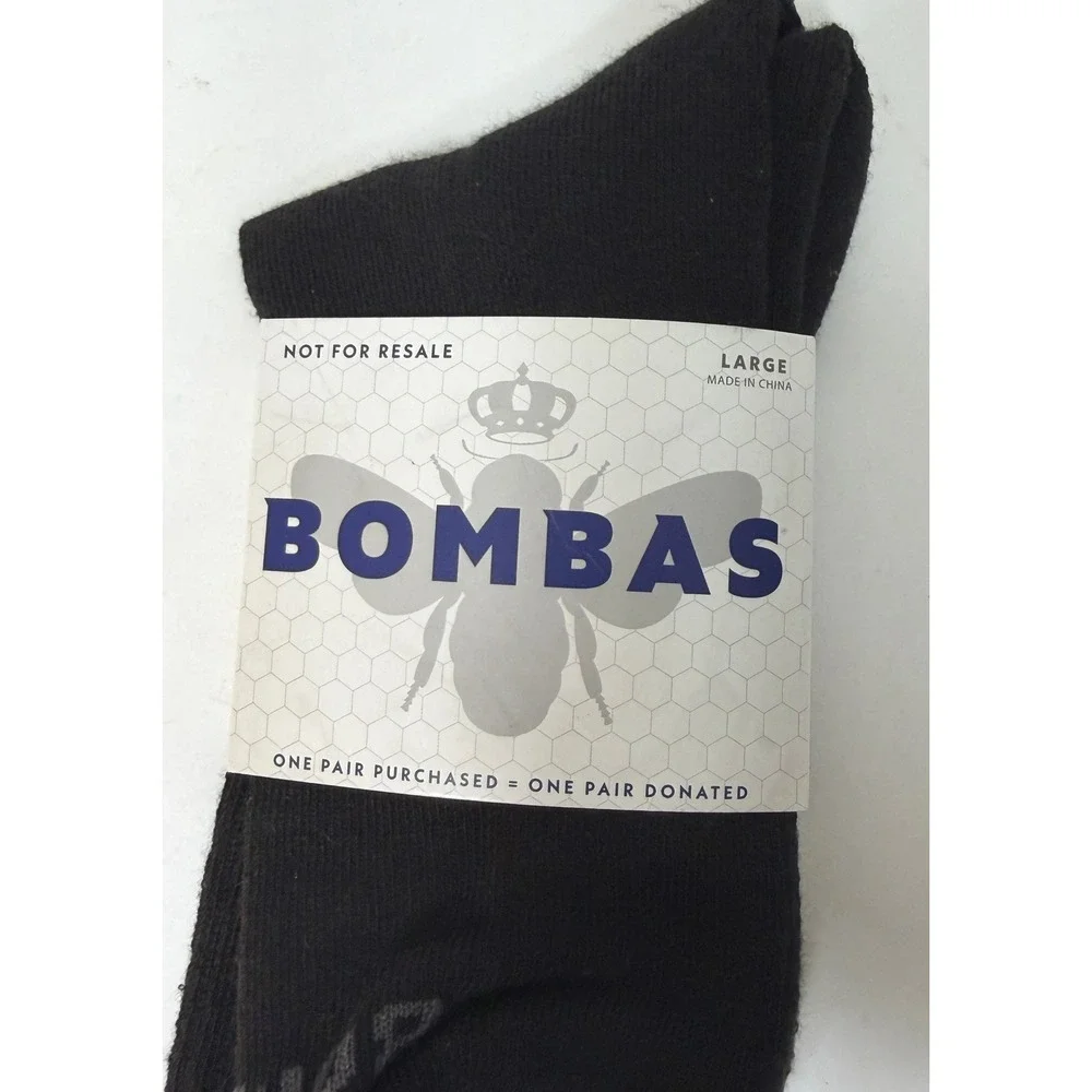 Bombas Socks Unisex Large Black Crew Mid Calf Honeycomb Arch Support 1 Pair
